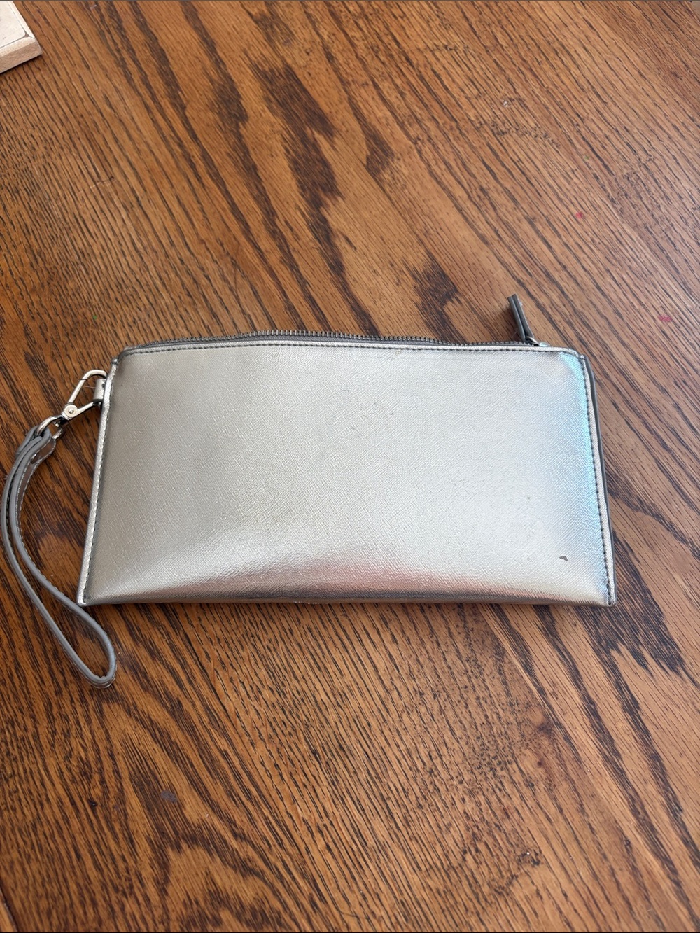 John Lewis Double RL Gray Leather Zip Card Wallet